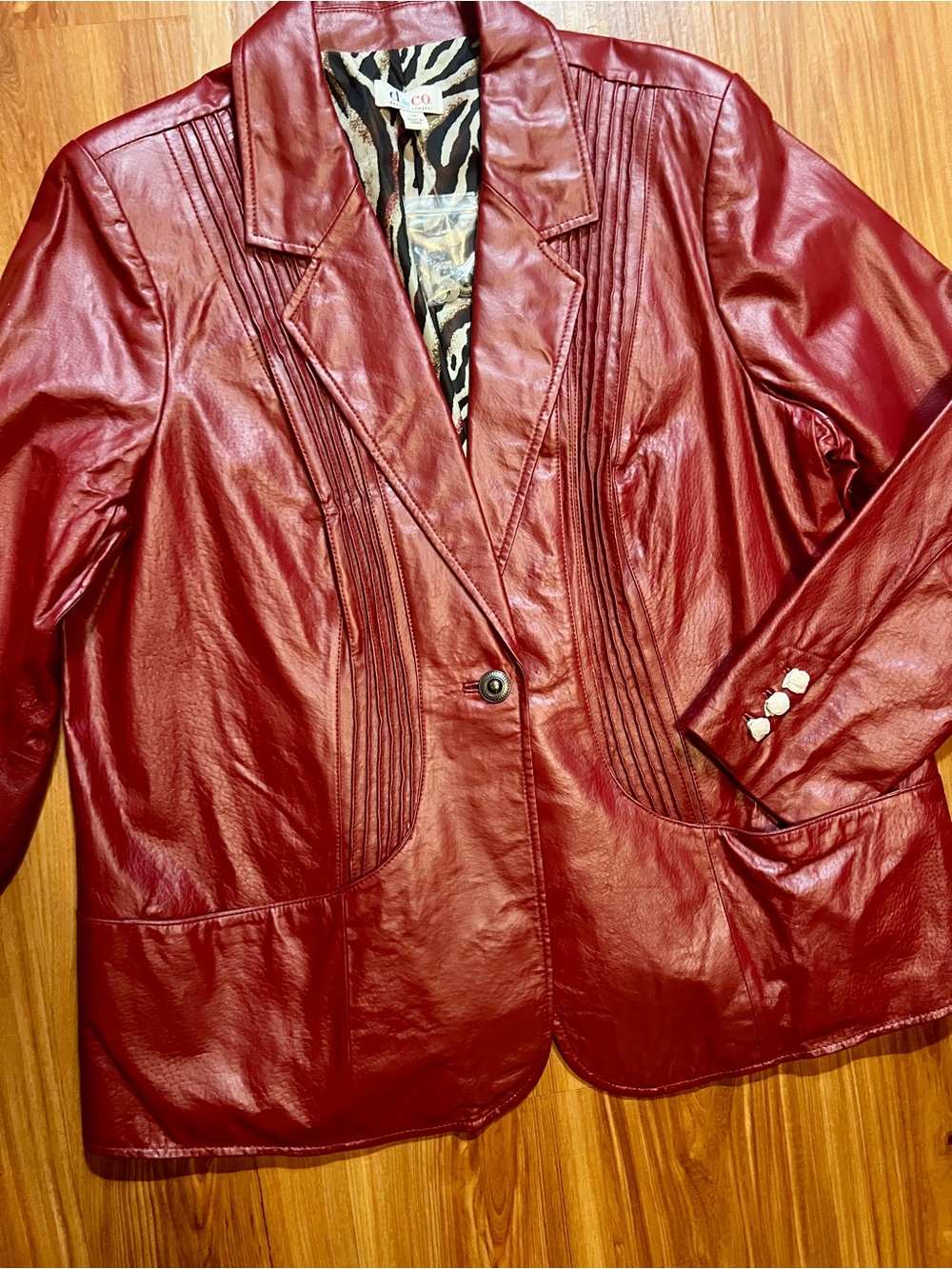 Vintage D&Co. Denim And Company Red Leather Jacket Blazer
